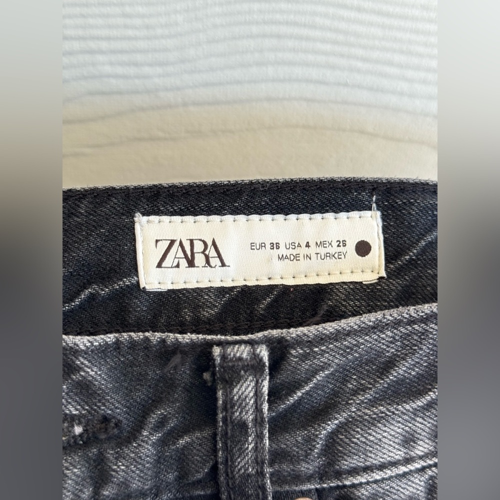 ZARA Black Washed Bootcut Jeans Women Size 4 EU 36 High Rise 100% Cotton - Picture 8 of 9